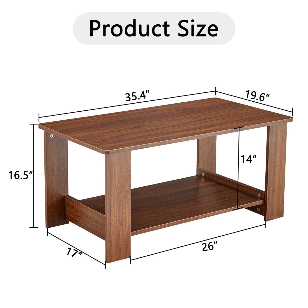 Walnut Rectangular MDF Coffee Table – 35" - Coffee Table