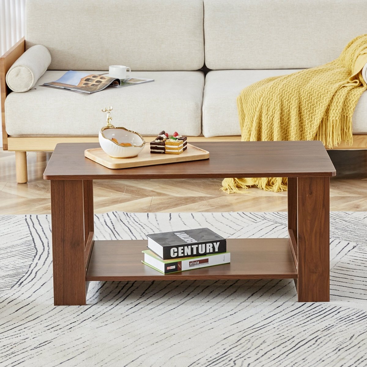Walnut Rectangular MDF Coffee Table – 35" - Coffee Table