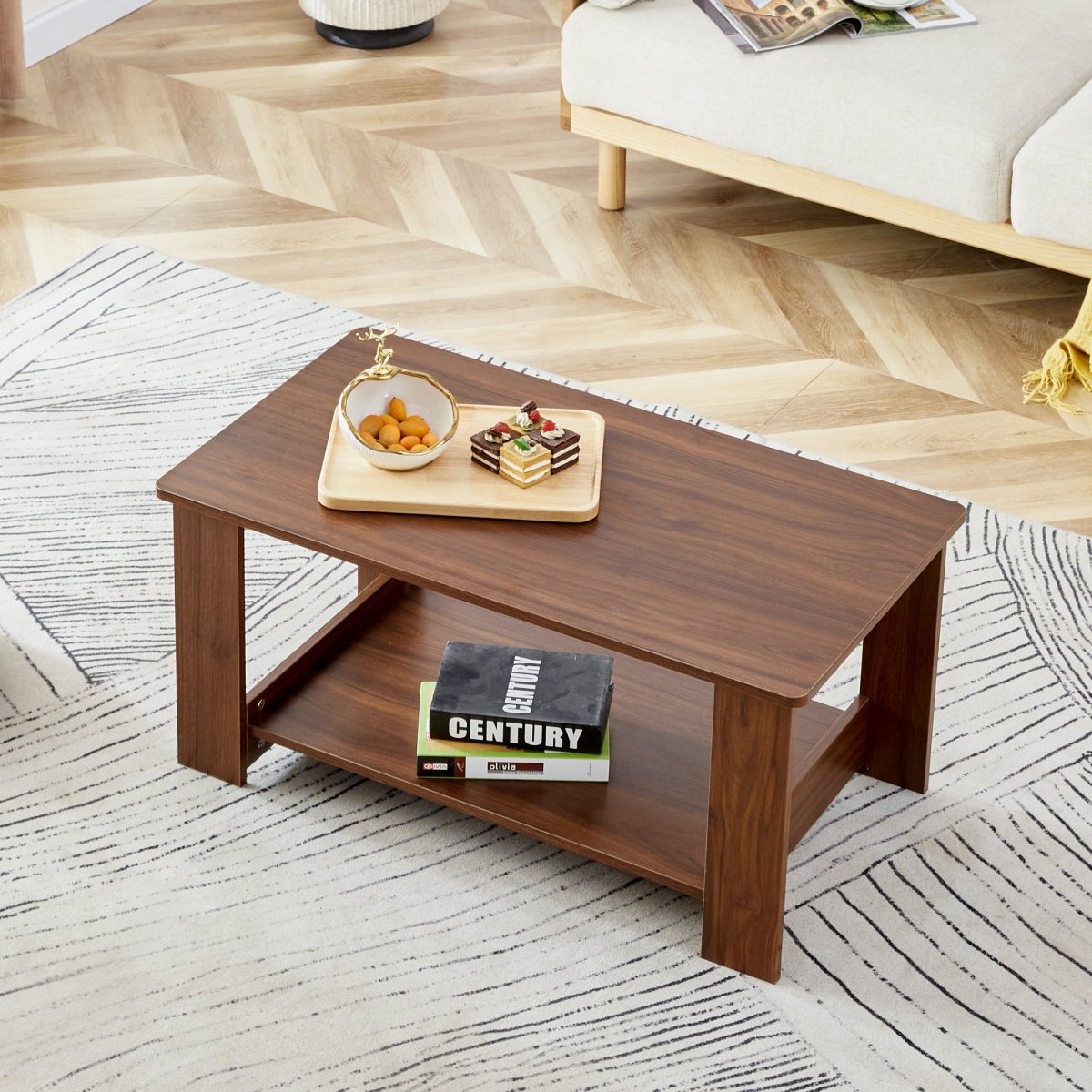 Walnut Rectangular MDF Coffee Table – 35" - Coffee Table
