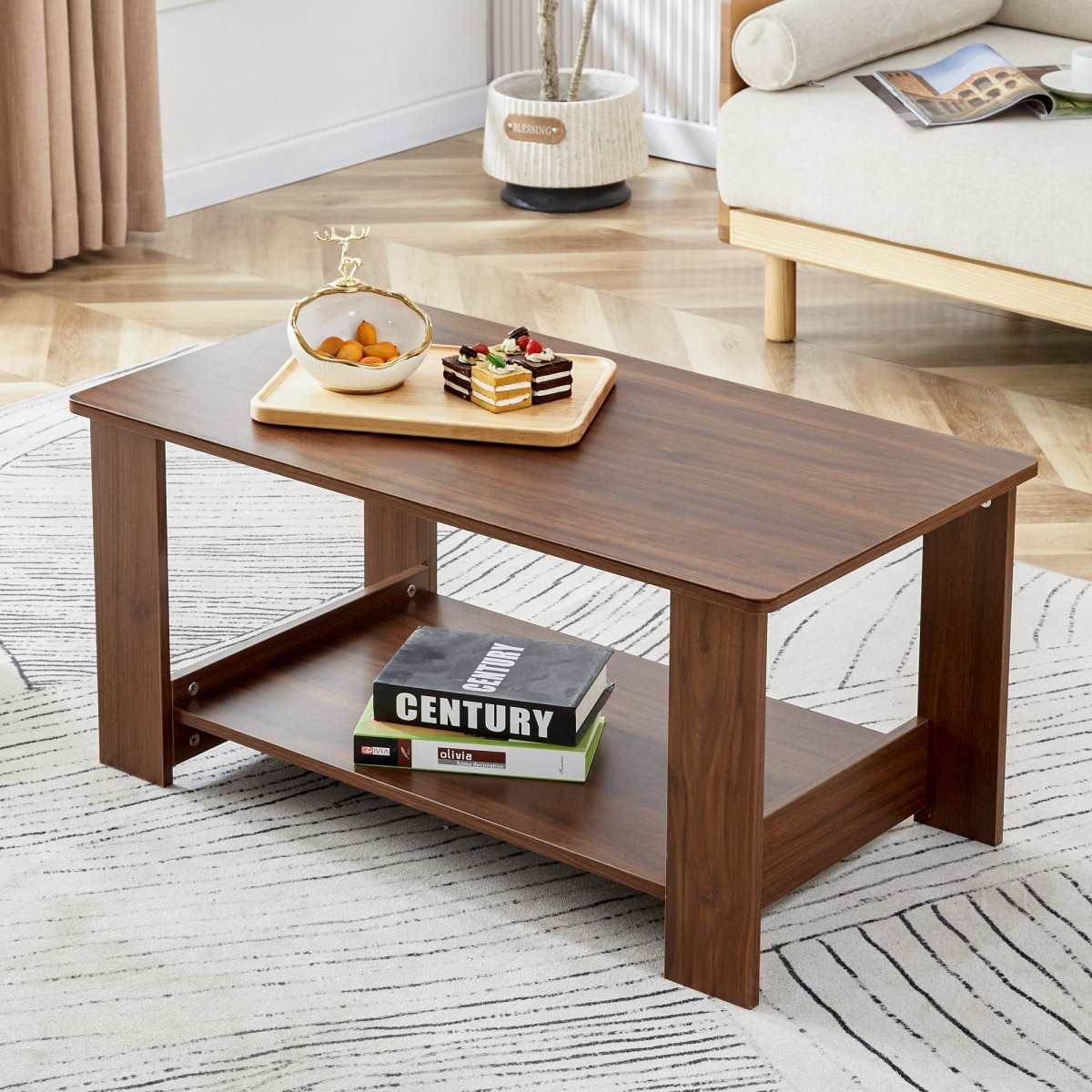 Walnut Rectangular MDF Coffee Table – 35" - Coffee Table