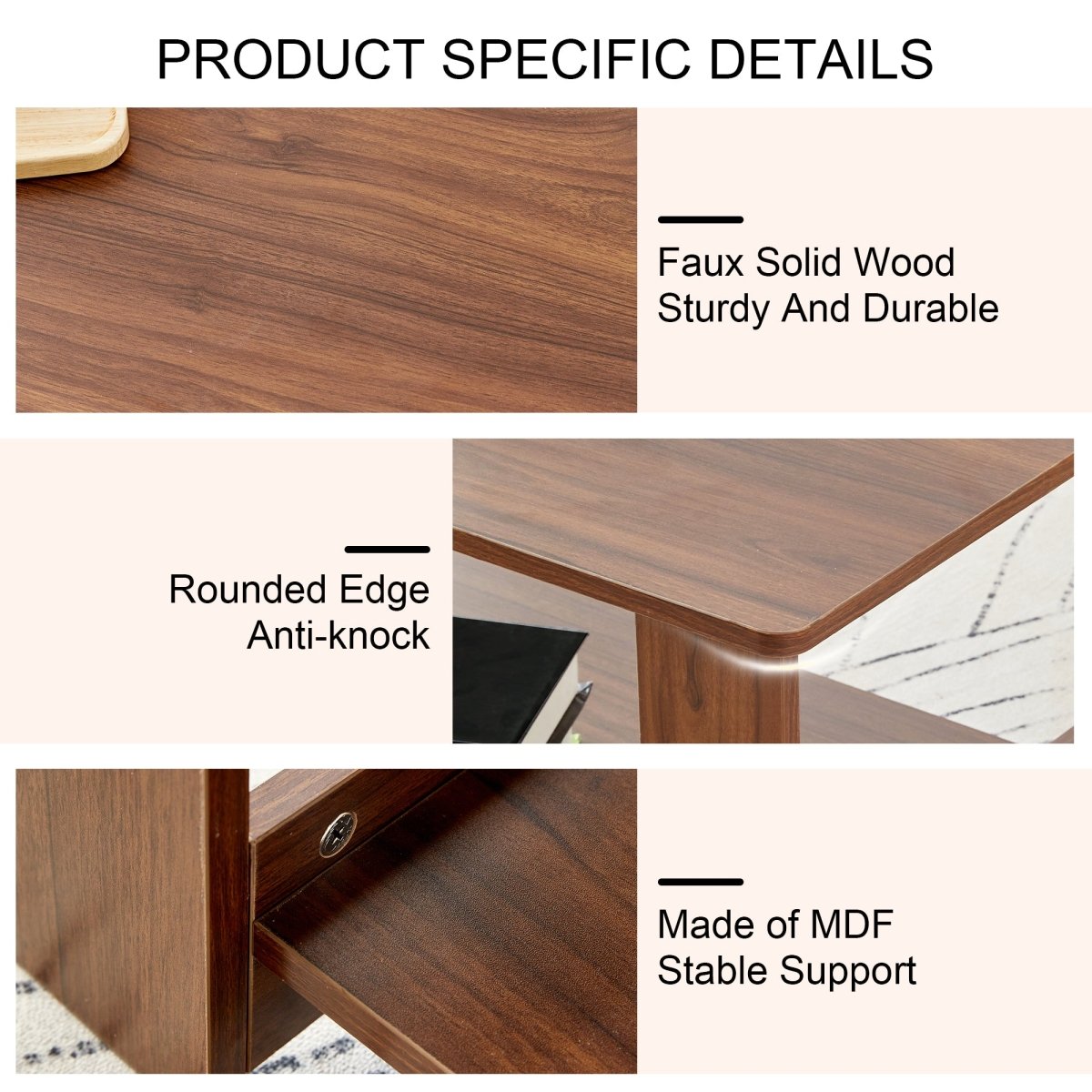 Walnut Rectangular MDF Coffee Table – 35" - Coffee Table