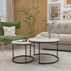 White Nesting Coffee Table Set with Marble Finish - Coffee Table Set