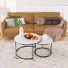 White Nesting Coffee Table Set with Marble Finish - Coffee Table Set